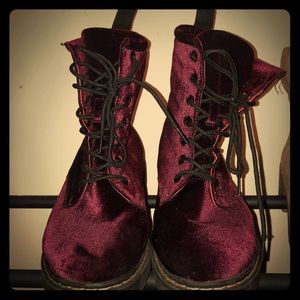 Velvet combat boots